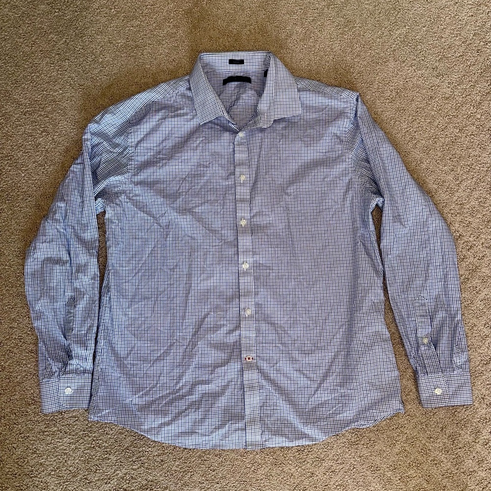 Men’s Tommy Hilfiger Blue and White Button-Down Shirt Size XL